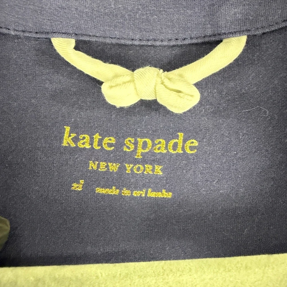 Kate Spade Pajama Set Women XL Blue Modal‎ Goodnight Embroidered Short Sleeve